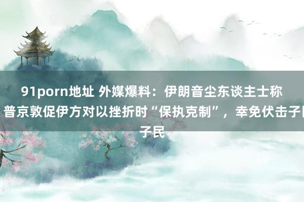 91porn地址 外媒爆料:伊朗音尘东谈主士称,普京敦促伊方对以挫折时“保执克制”,幸免伏击子民
