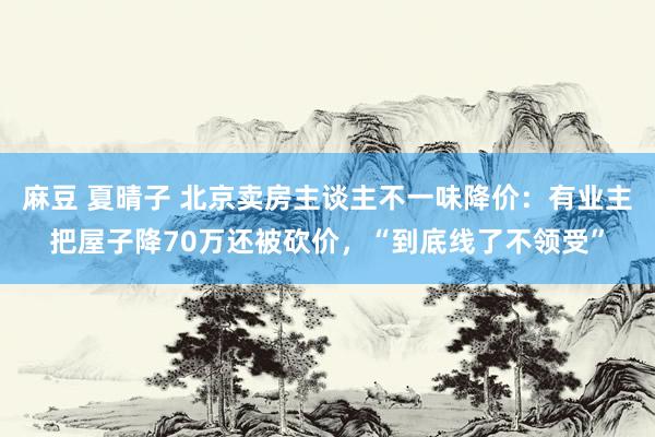 麻豆 夏晴子 北京卖房主谈主不一味降价:有业主把屋子降70万还被砍价,“到底线了不领受”
