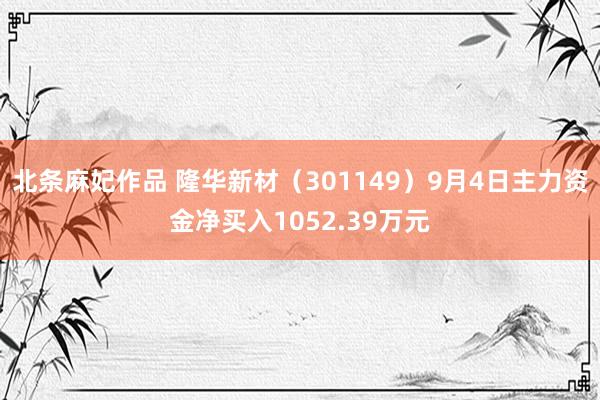 北条麻妃作品 隆华新材(301149)9月4日主力资金净买入1052.39万元