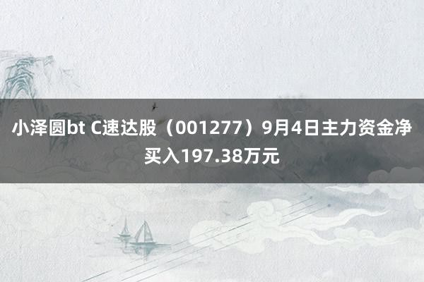 小泽圆bt C速达股(001277)9月4日主力资金净买入197.38万元