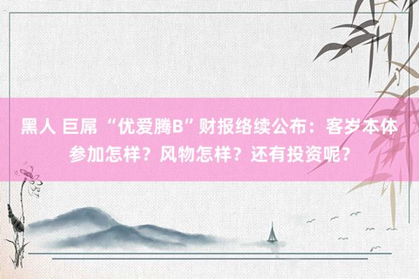 黑人 巨屌 “优爱腾B”财报络续公布:客岁本体参加怎样?风物怎样?还有投资呢?