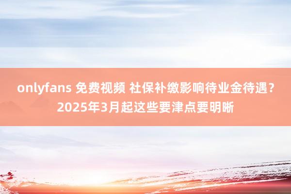 onlyfans 免费视频 社保补缴影响待业金待遇?2025年3月起这些要津点要明晰