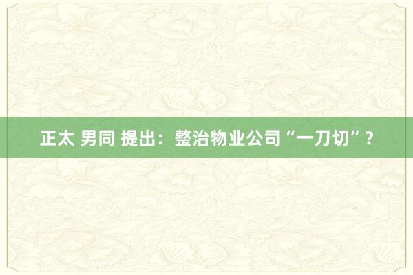 正太 男同 提出:整治物业公司“一刀切”?