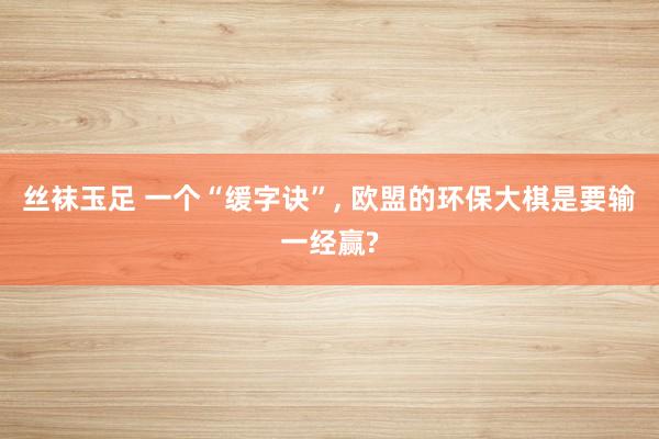 丝袜玉足 一个“缓字诀”, 欧盟的环保大棋是要输一经赢?