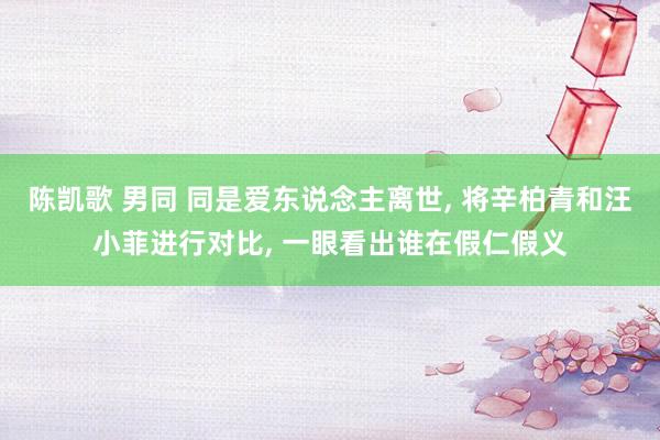 陈凯歌 男同 同是爱东说念主离世, 将辛柏青和汪小菲进行对比, 一眼看出谁在假仁假义