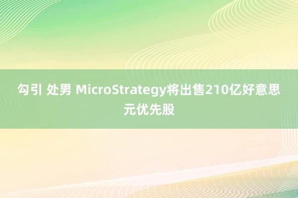 勾引 处男 MicroStrategy将出售210亿好意思元优先股