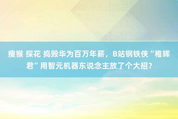 瘦猴 探花 捣毁华为百万年薪,B站钢铁侠“稚晖君”用智元机器东说念主放了个大招?
